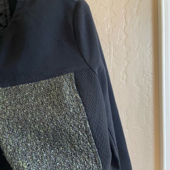 CAbi #3036 Media Tweed Green & Black Snap Button Jacket S - Picture 3 of 8